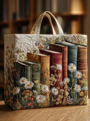 Vintage Bookish Quilted Tote Bag