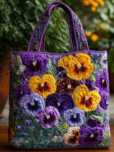 Elegant Pansy Quilted Tote Bag