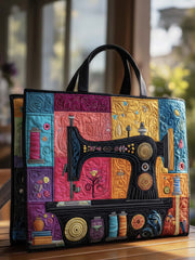 Floral Sewing Machine Quilted Tote Bag