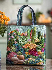Cactus succulents Quilted Tote Bag