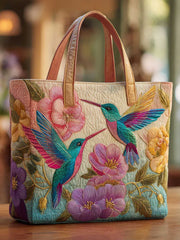 Hummingbird Garden Quilted Tote Bag