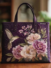 Hummingbird Orchid Quilted Tote Bag