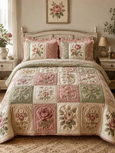 Cottagecore Floral 3-Piece Quilted Bedding Set