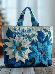 Blue flower pattern Quilted Tote Bag