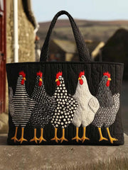 The Hen Lineup Quilted Tote Bag