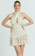Elise Mini Dress - Keyhole Halter Dress in White
