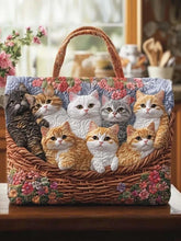Cat Family Quilted Tote Bag