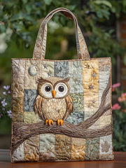 Forest Owl Quilted Tote Bag