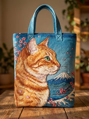 Ukiyo-E Cat Quilted Tote Bag