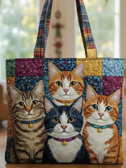 Playful Kittens Quilted Tote Bag