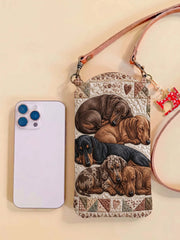 Dachshund Quilted Slim Phone Crossbody Bag