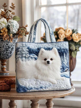 Snowy Pom Quilted Tote Bag