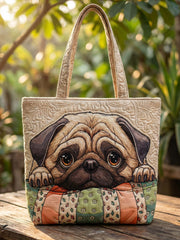 Pug Dog Quilted Tote Bag