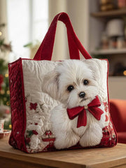 Adorable Bichon Quilted Tote Bag