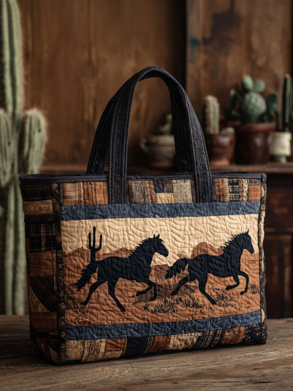 West Horse Quilted Tote Bag