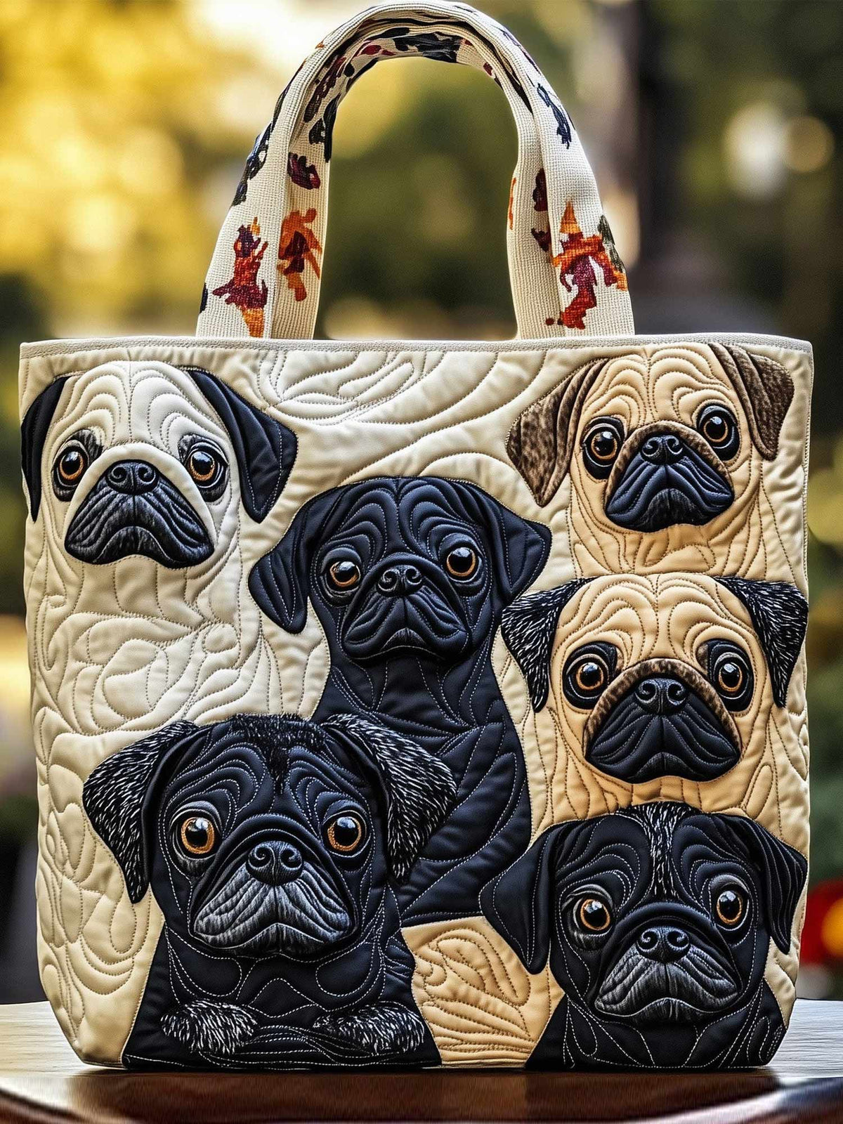 Pug Charm Quilted Tote Bag