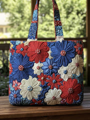 Patriot Flower Quilted Tote Bag