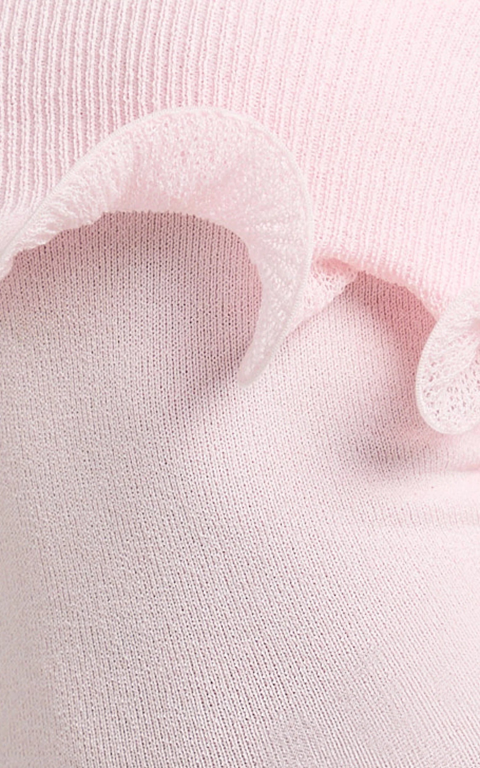 Winnie Maxi Dress - Off Shoulder Frilled Hem Knitted Dress in Baby Pink