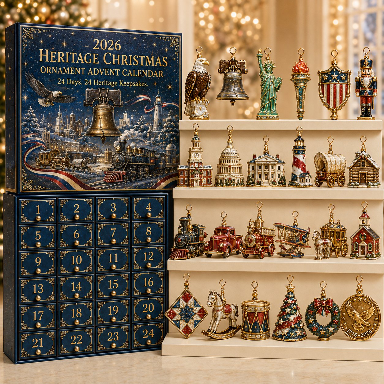 America 250th Anniversary Commemorative Edition: Traditional Nativity Scene And Christmas Countdown Calendar(2D Acrylic Flat)