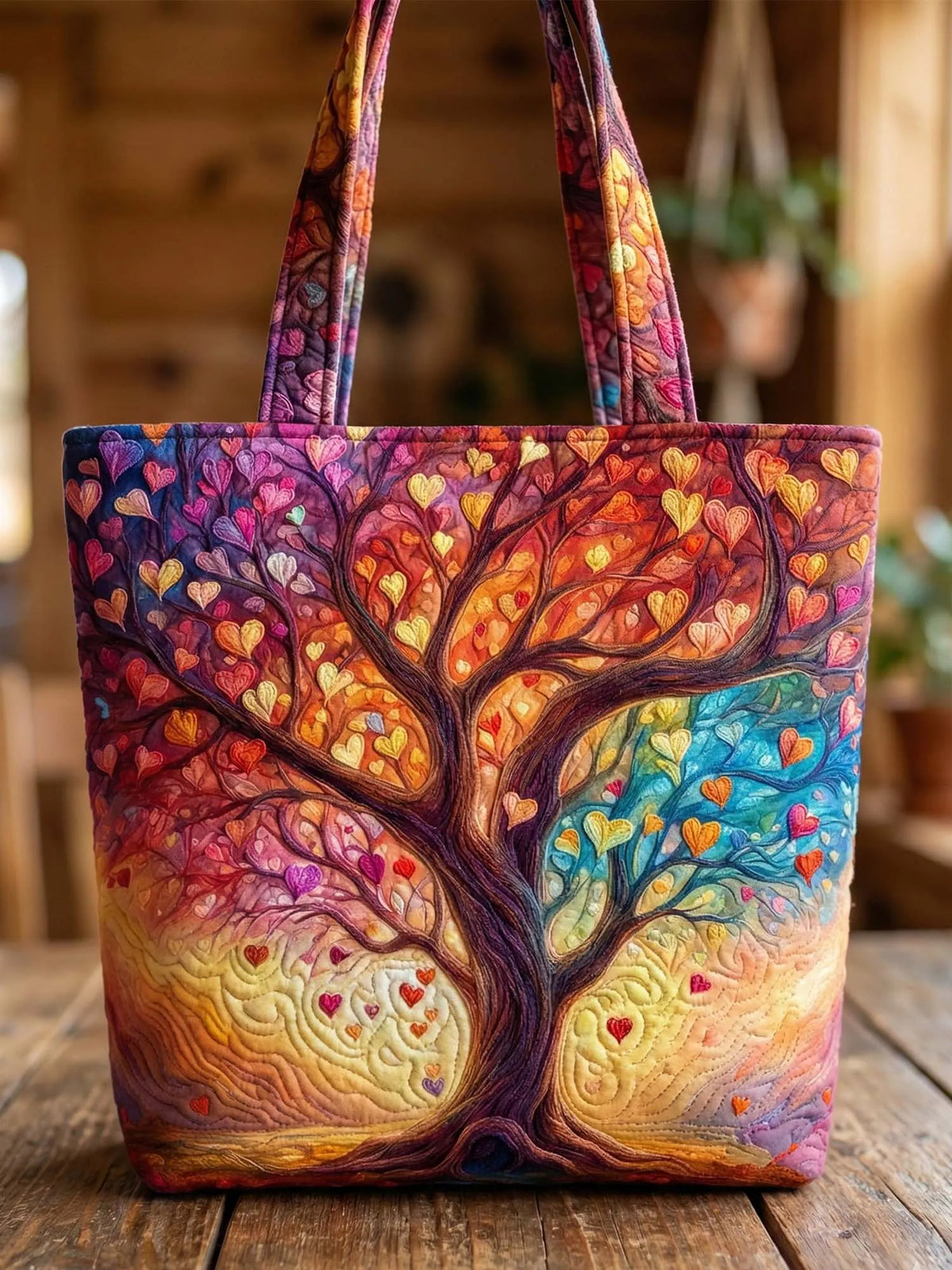 Valentine's Day Love Tree Quilted Tote Bag