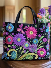 Country Sunflower Trail Quilted Tote Bag