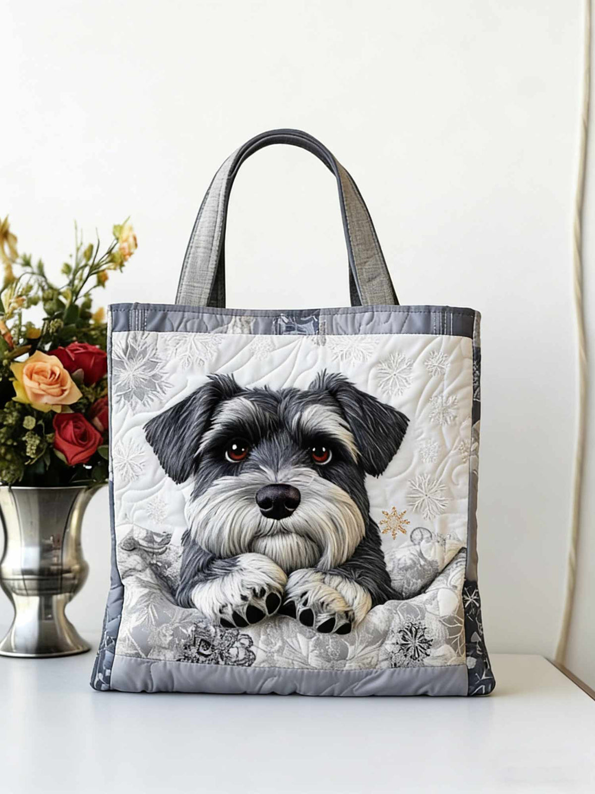 Schnauzer Cute Quilted Tote Bag