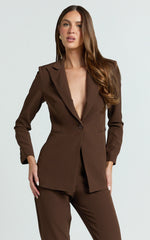 Hermie Blazer - Single Breasted Blazer in Chocolate