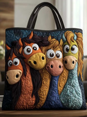 A Group Of Ponies Trio Quilted Tote Bag