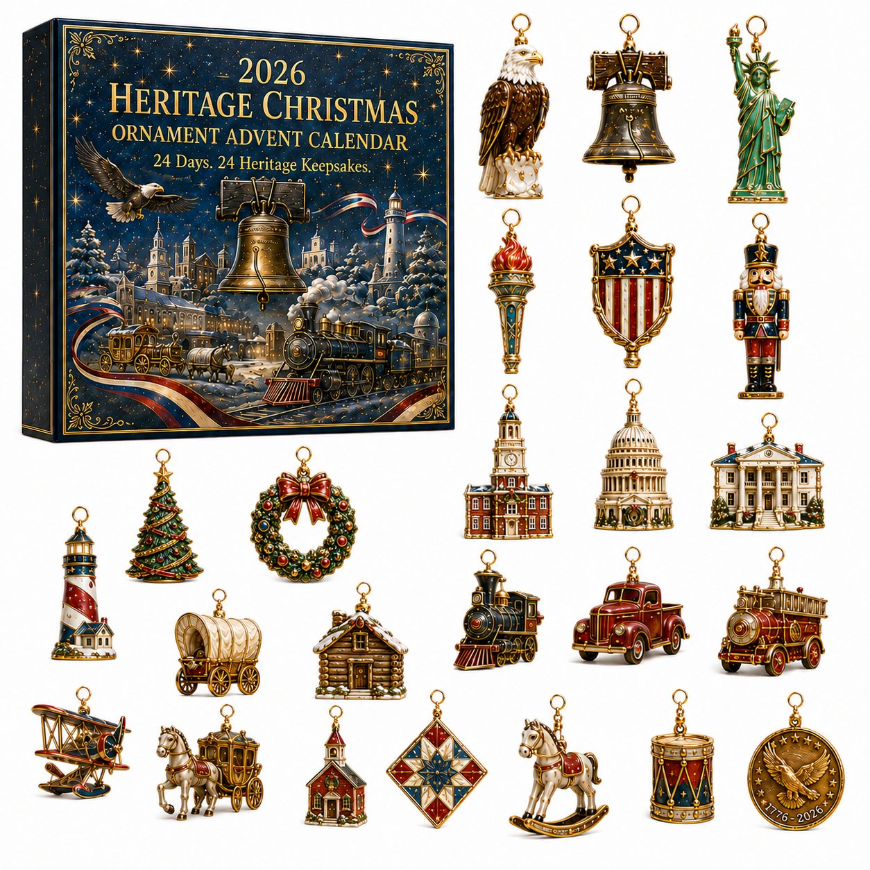 America 250th Anniversary Commemorative Edition: Traditional Nativity Scene And Christmas Countdown Calendar(2D Acrylic Flat)