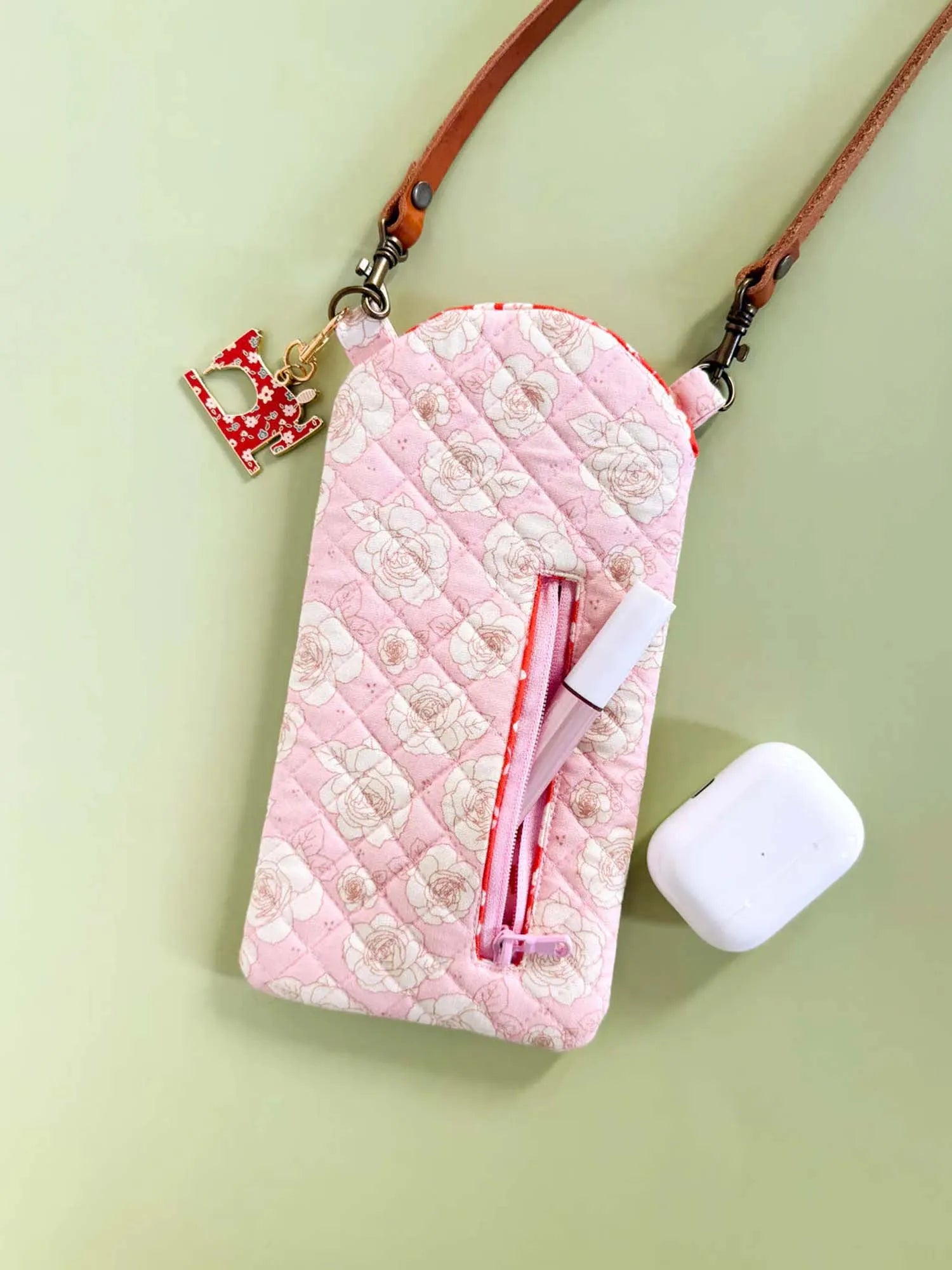 White Swan Quilted Slim Phone Crossbody Bag