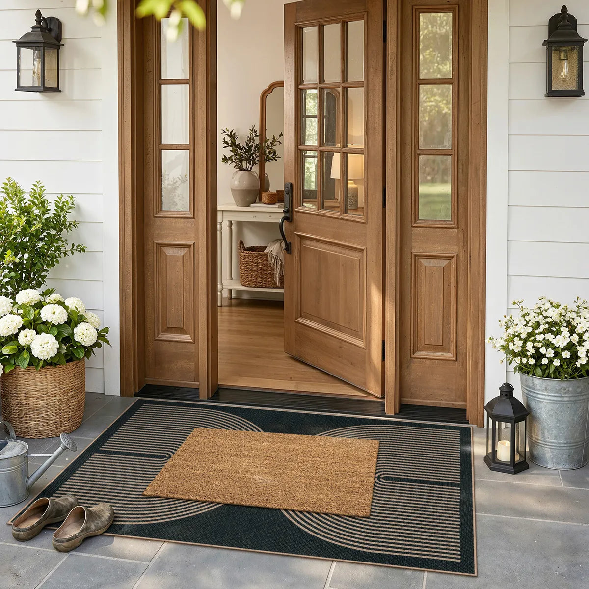 Enfys Washable Modern Rainbow Easy Jute Black/Grey Indoor/Outdoor Rug