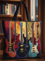 Christmas  Guitar   musical instruments    Print  Quilted Tote Bag