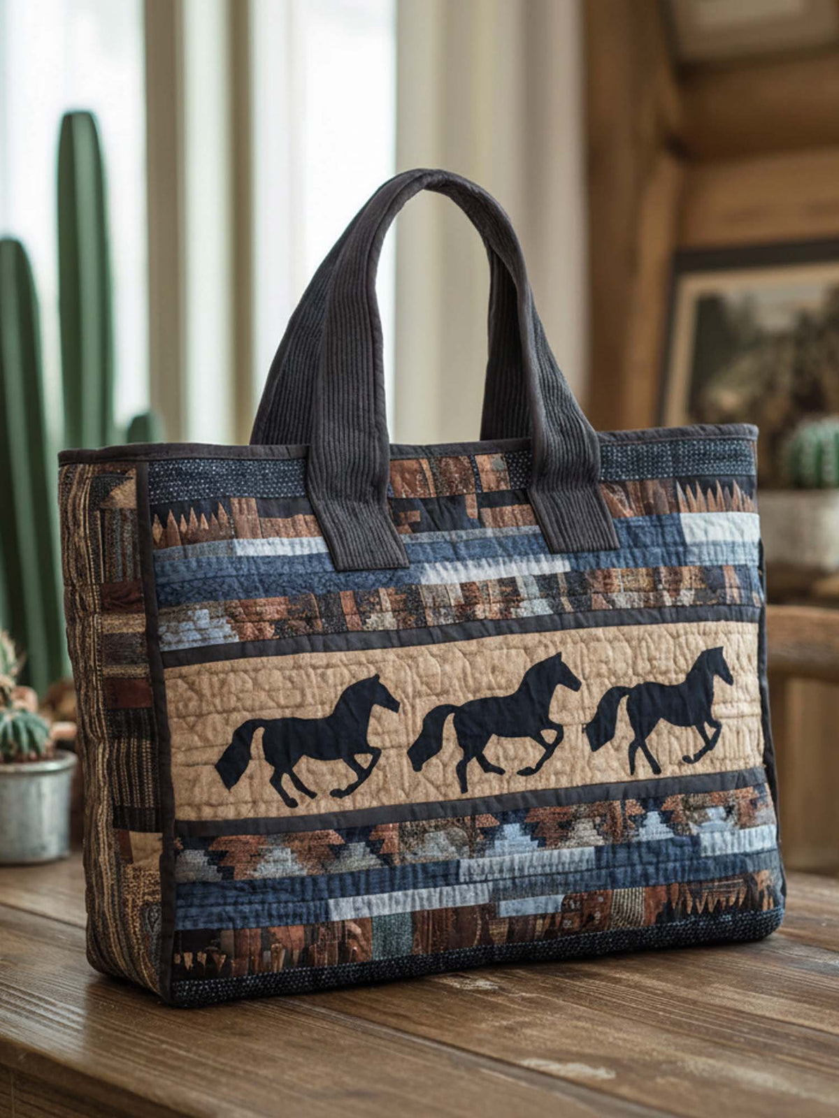 West Horse Quilted Tote Bag