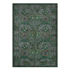 Giverny Washable Maximalism Vintage French Floral Dark Green Rug