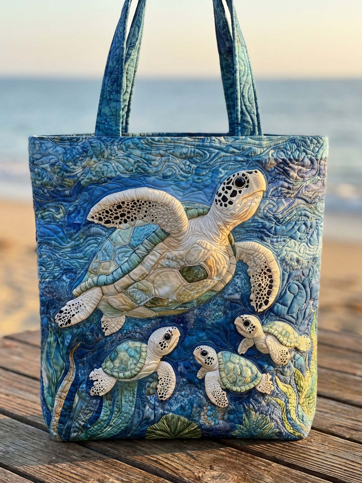 Sea Turtle Mother's Day Quilted Tote Bag