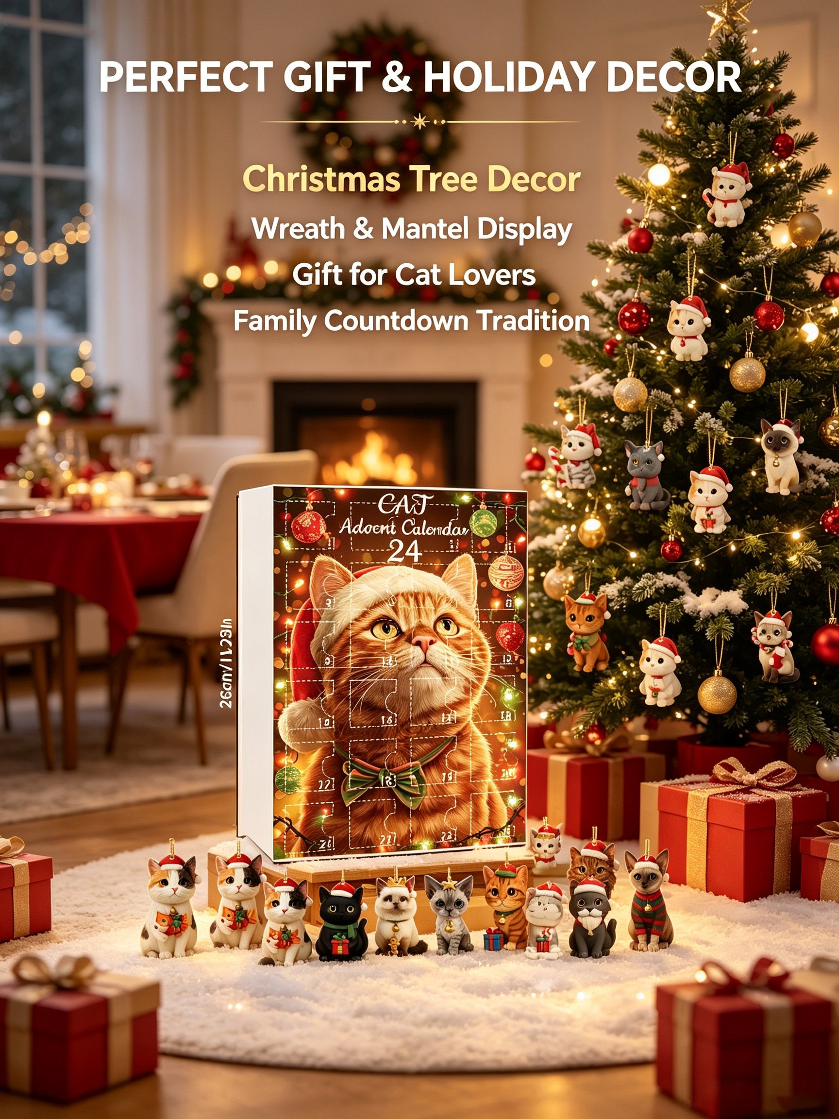 2026 Cat-Themed Christmas Decoration 24-Day Holiday Countdown Blind Box Gift Set(2D Acrylic Flat)