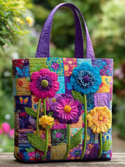 Summer Flowers Garden Trio Quilted Tote Bag