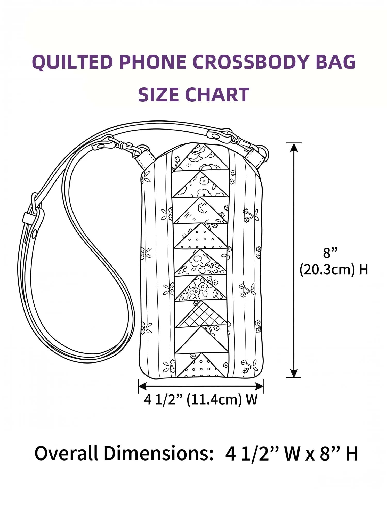 Purple Butterfly Garden Floral Quilted Slim Phone Crossbody Bag
