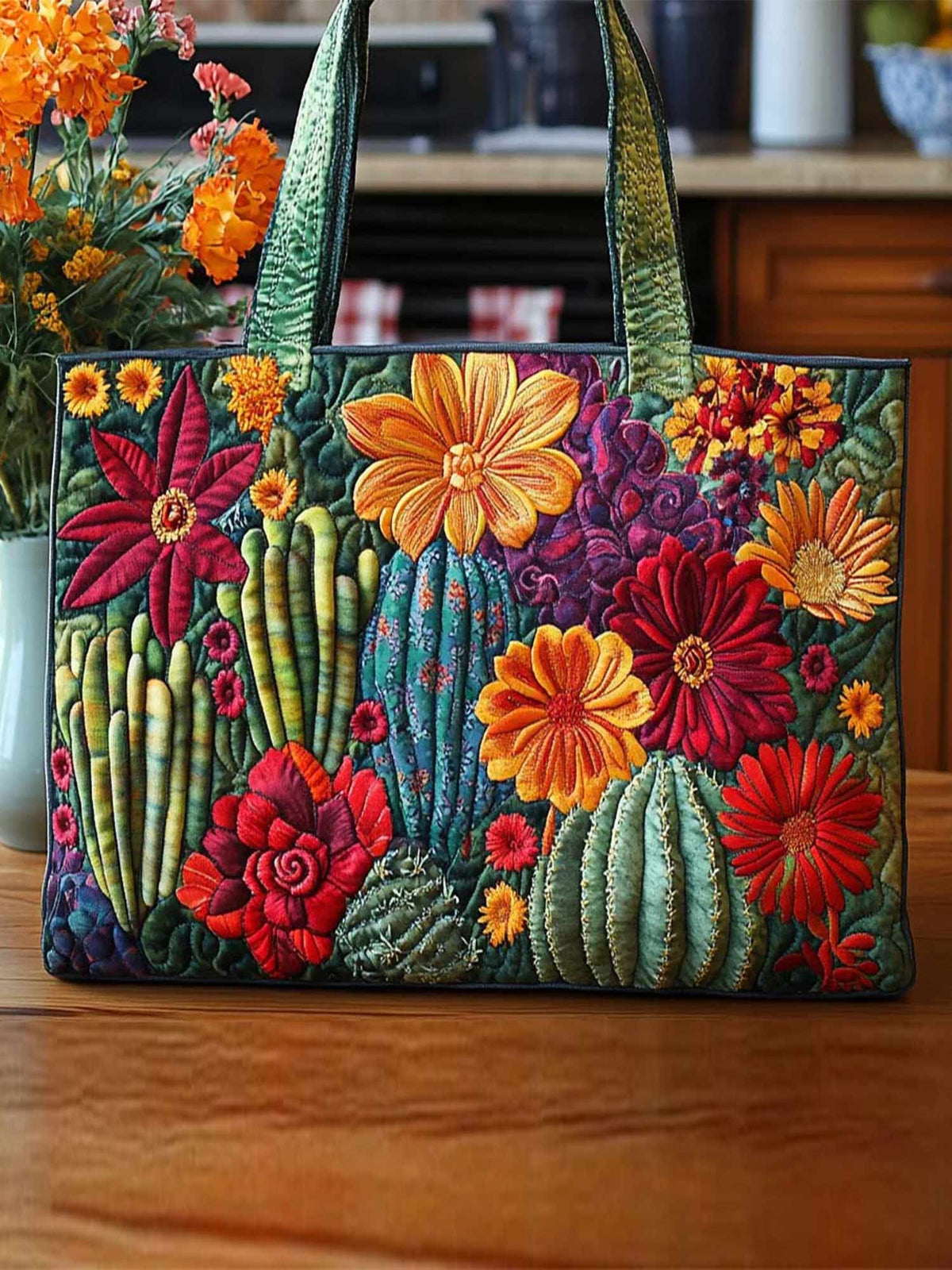 Cactus Quilted Tote Bag