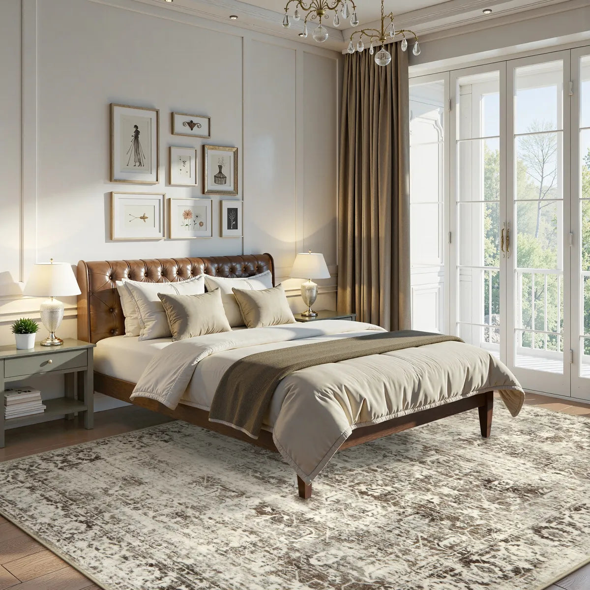 Margot Washable Vintage Distressed Beige Rug