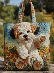 Cute Dog Quilted Tote Bag