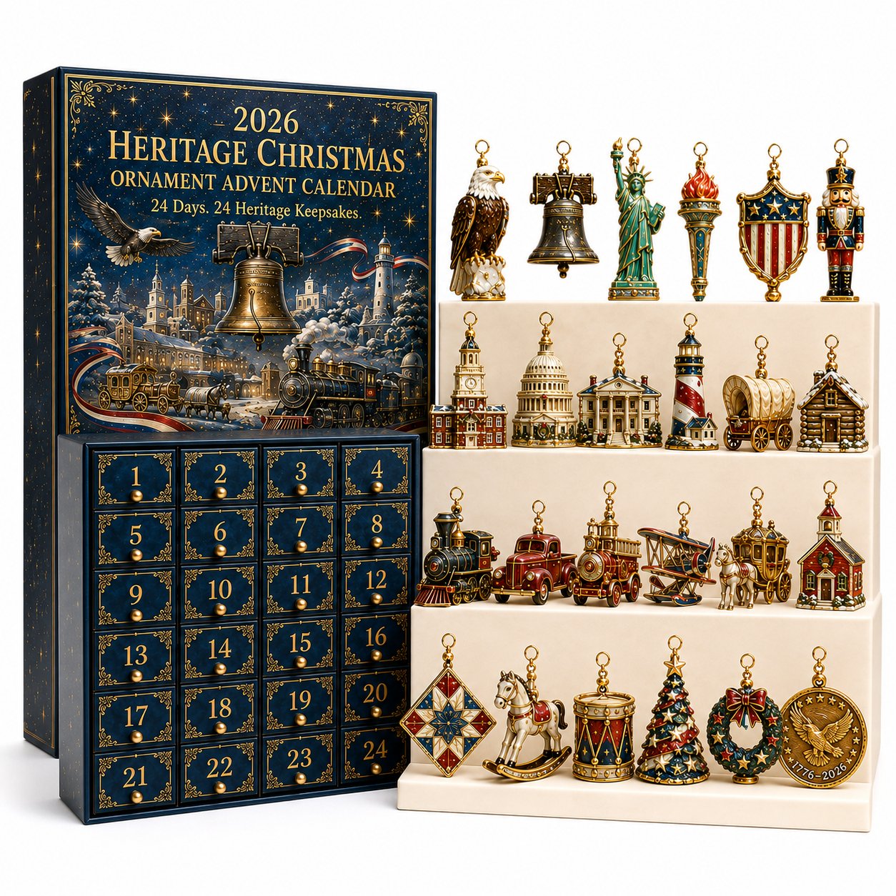 America 250th Anniversary Commemorative Edition: Traditional Nativity Scene And Christmas Countdown Calendar(2D Acrylic Flat)