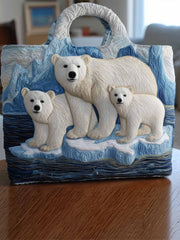 Bear On Glacier Quilted Tote Bag