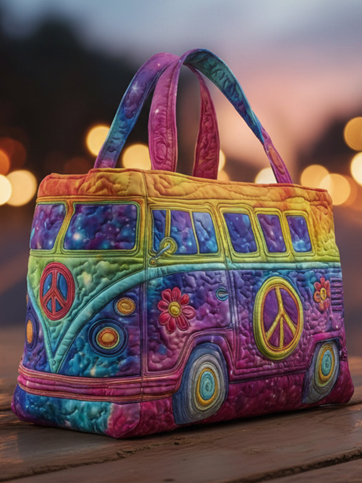 Hippie Journey Quilted Tote Bag