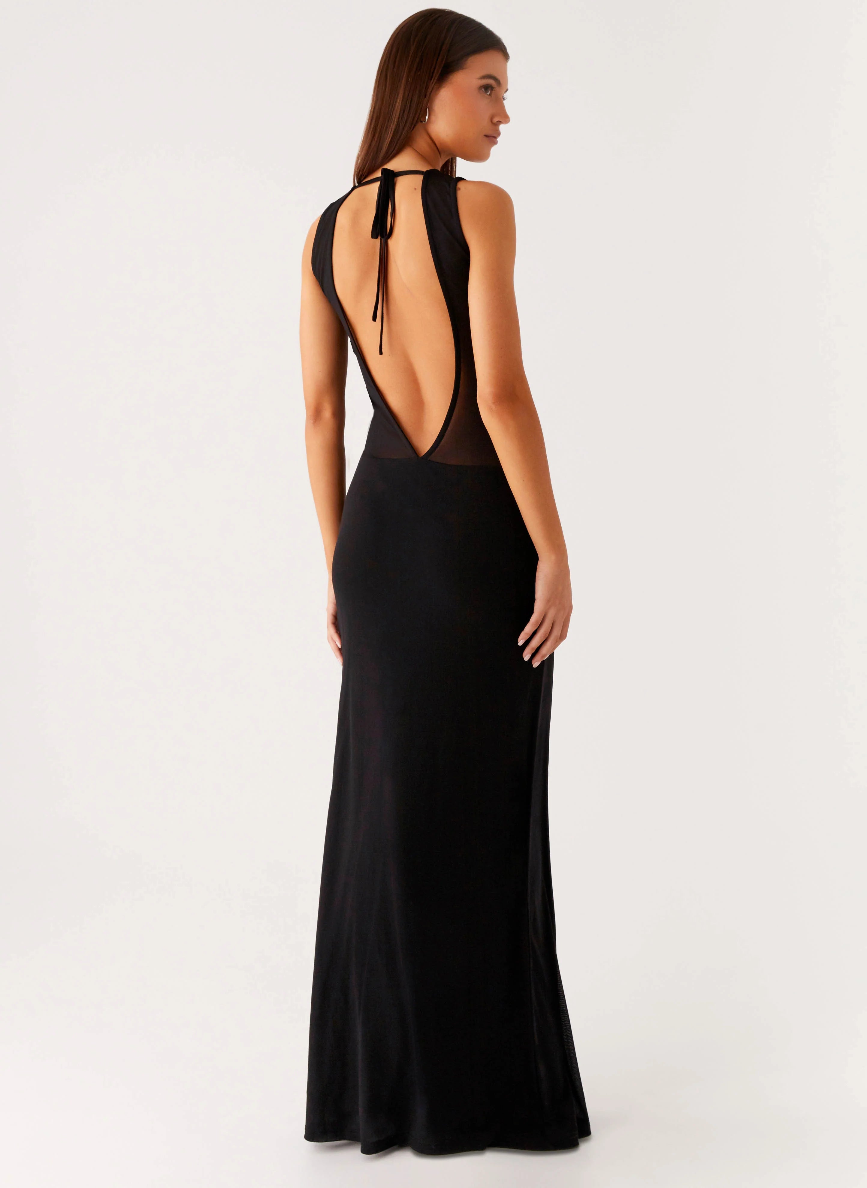 Lyria Mesh Maxi Dress - Black