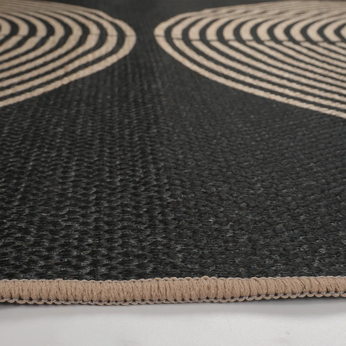 Enfys Washable Modern Rainbow Easy Jute Black/Grey Indoor/Outdoor Rug