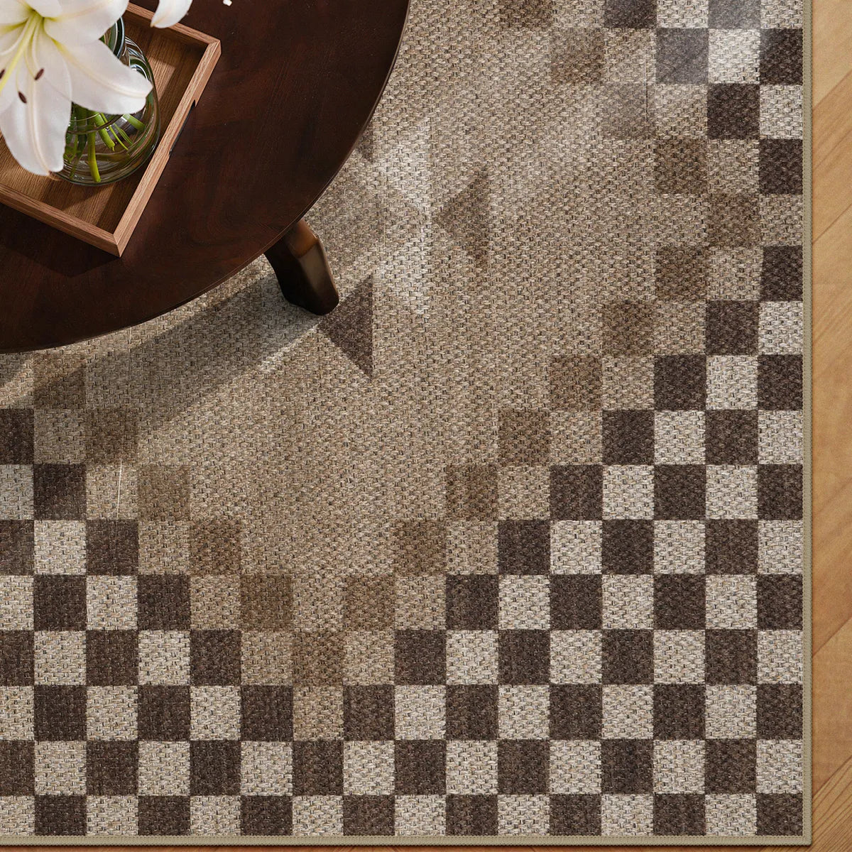 Lunette Washable Tribal Soft Easy Jute Tan Indoor/Outdoor Runner Rug