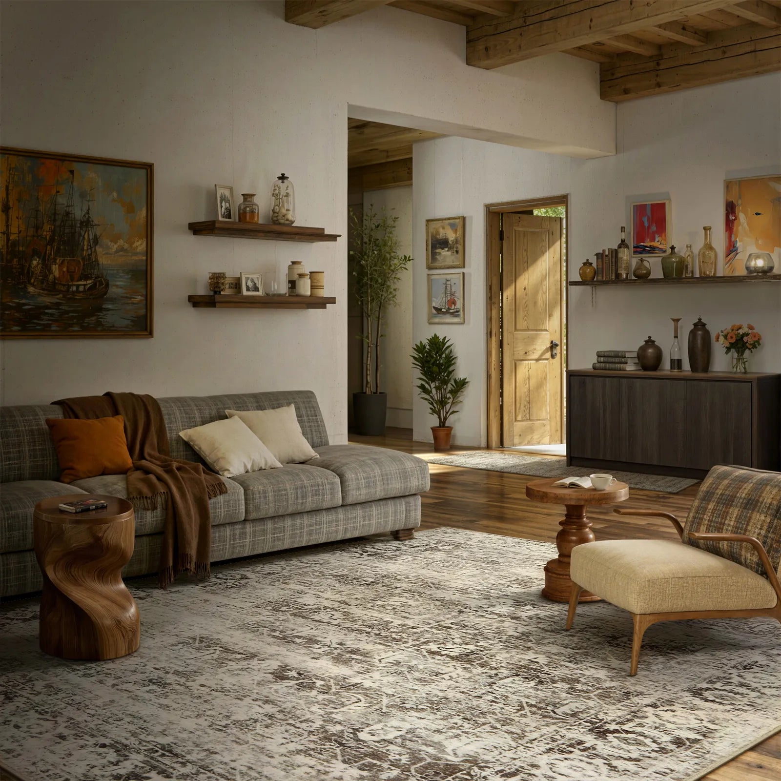 Margot Washable Vintage Distressed Beige Rug