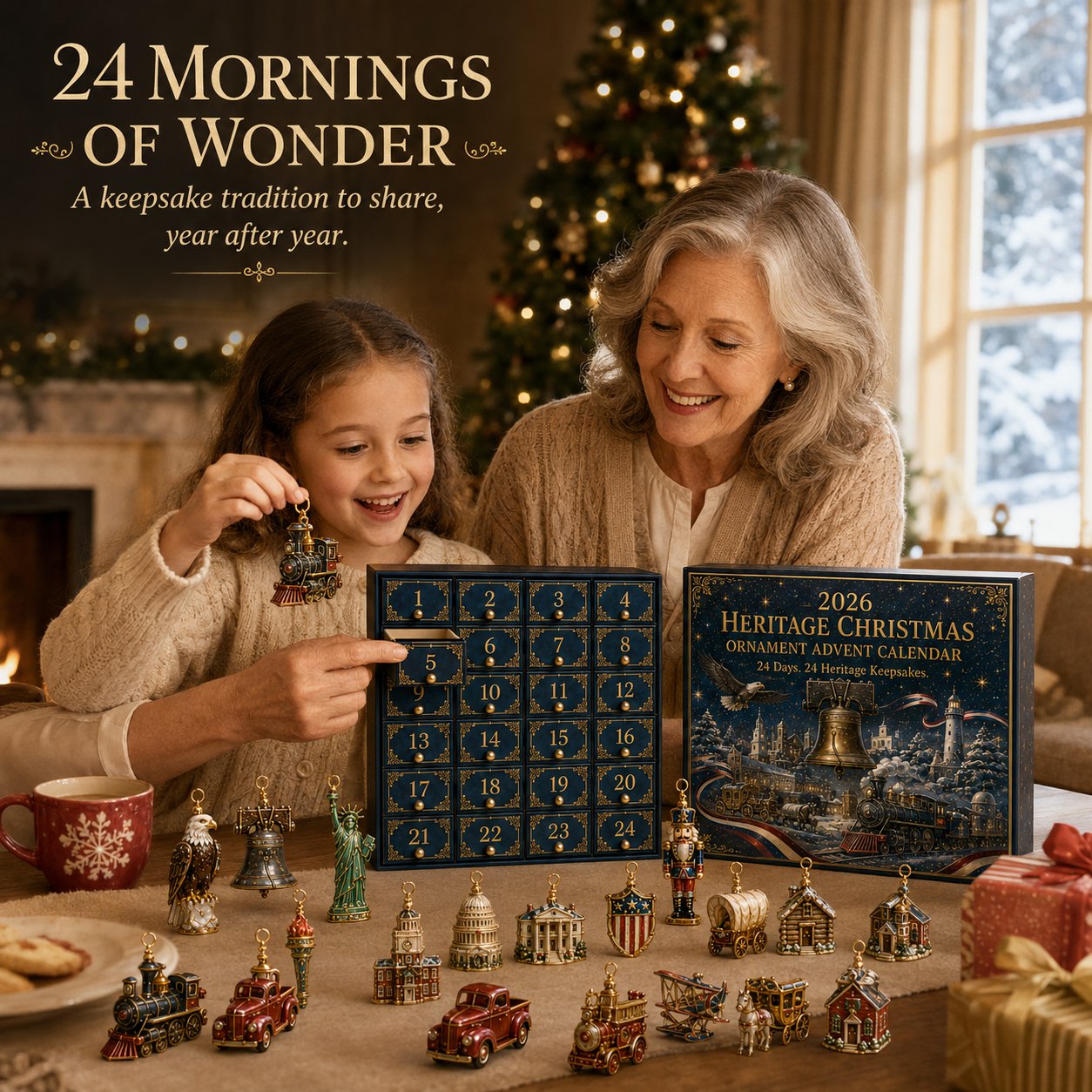 America 250th Anniversary Commemorative Edition: Traditional Nativity Scene And Christmas Countdown Calendar(2D Acrylic Flat)