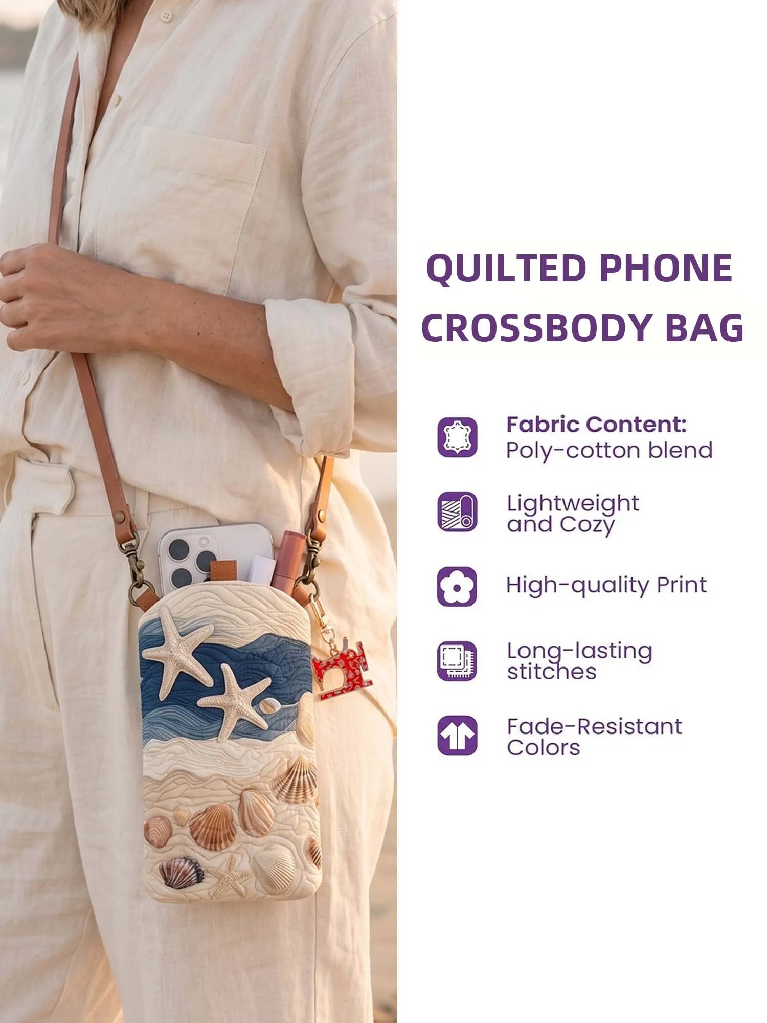 Lavender And The Black Cat Quilted Slim Phone Crossbody Bag